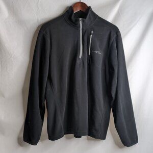 Eddie Bauer Men's Black/Grey 1/4 Zip Fleece Pullover, Size Medium
